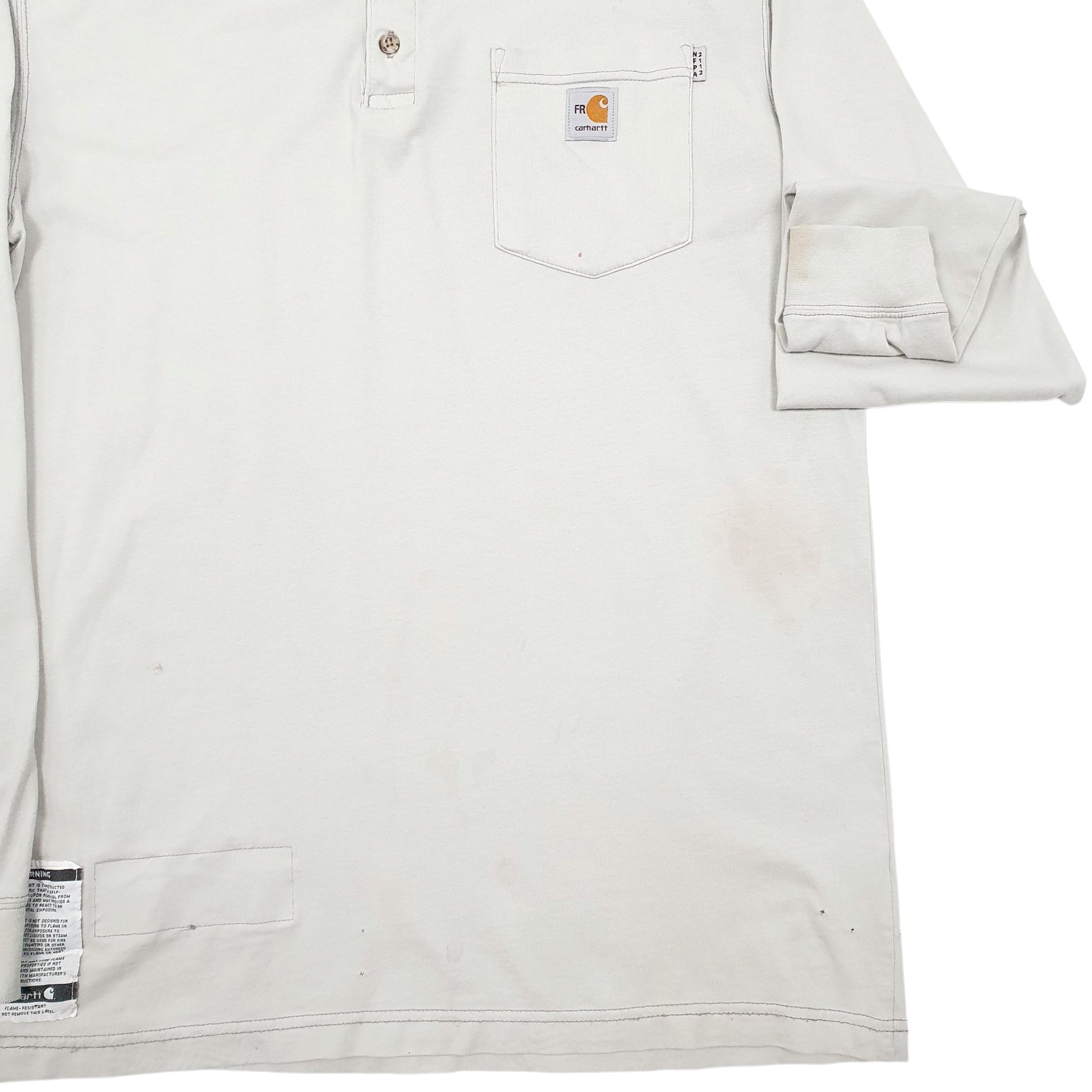 Mens Grey Carhartt Vintage FR Henley Long Sleeve T Shirt