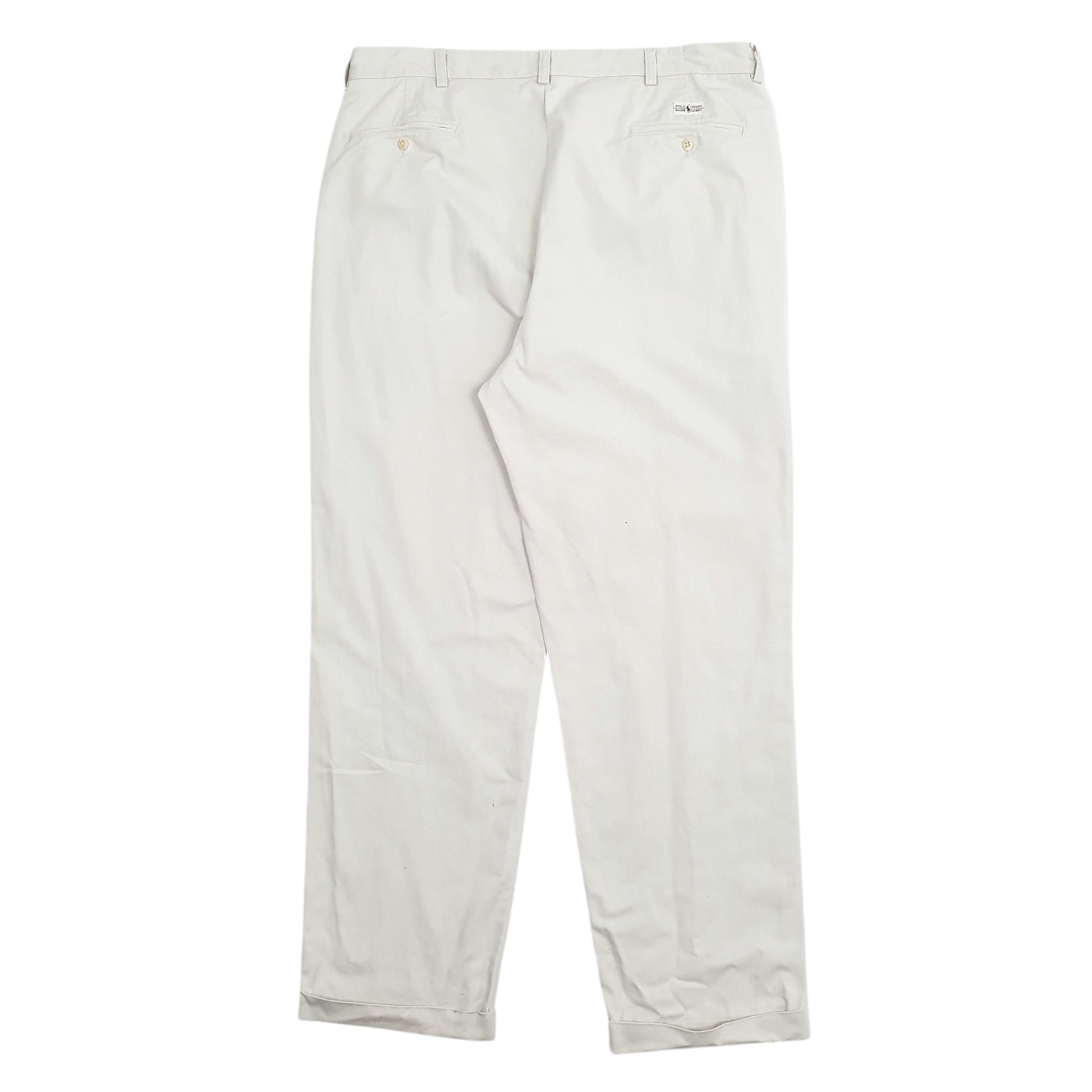 Mens Cream Polo Ralph Lauren Hammond Pant Double Pleated Vintage 2000's Chino Trousers