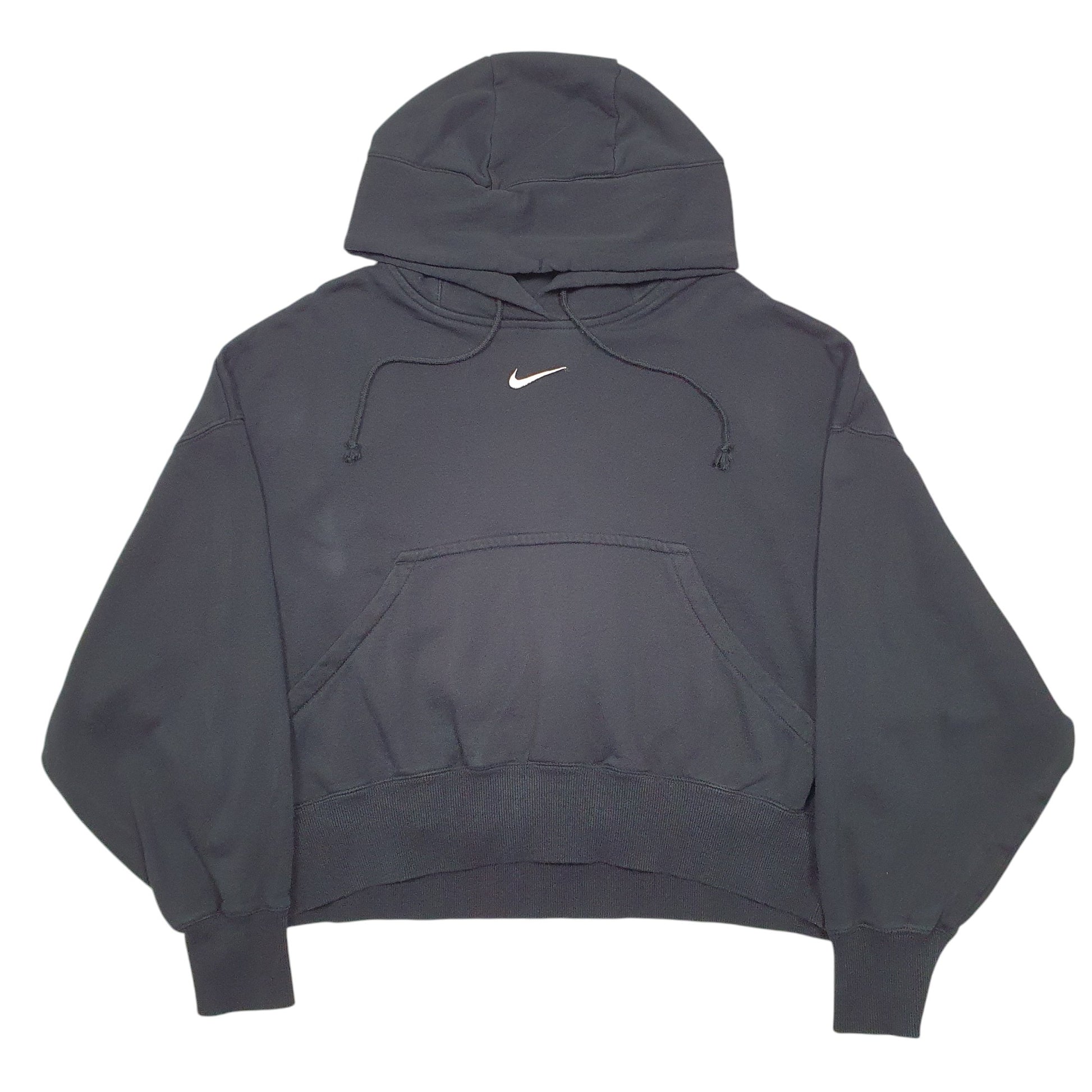 Womens Black Nike Cropped Oversized Gym Workout Hoodie Jumper