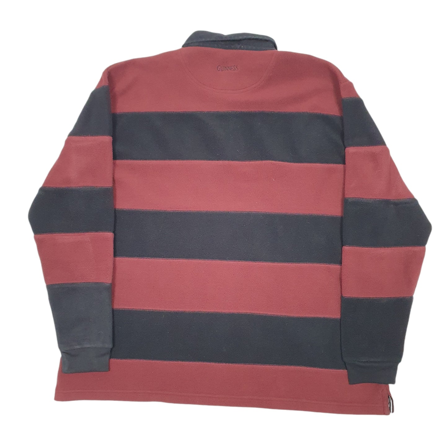Mens Burgundy Guinness Rugby Shirt Top Striped Crewneck Jumper