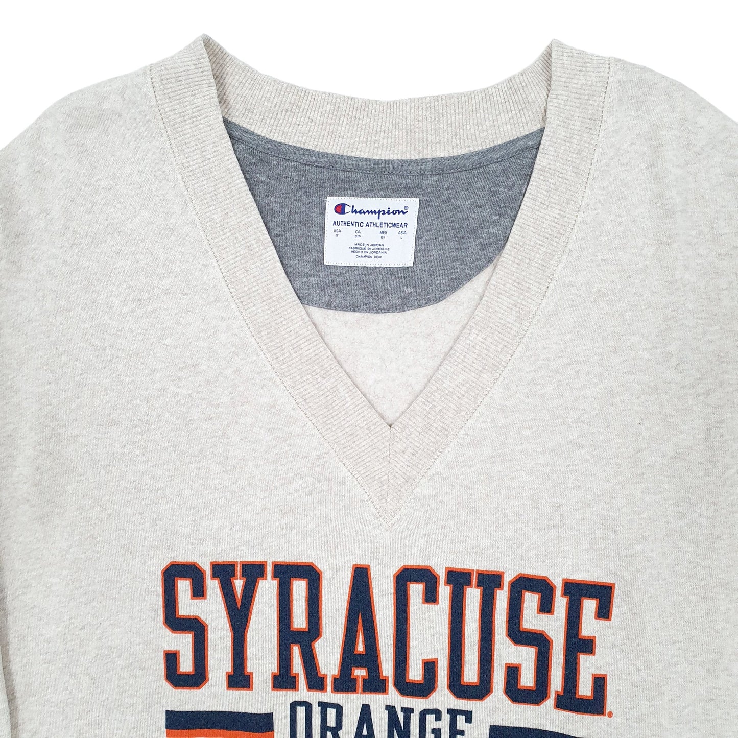Mens Beige Champion USA College Syracuse V Neck Jumper