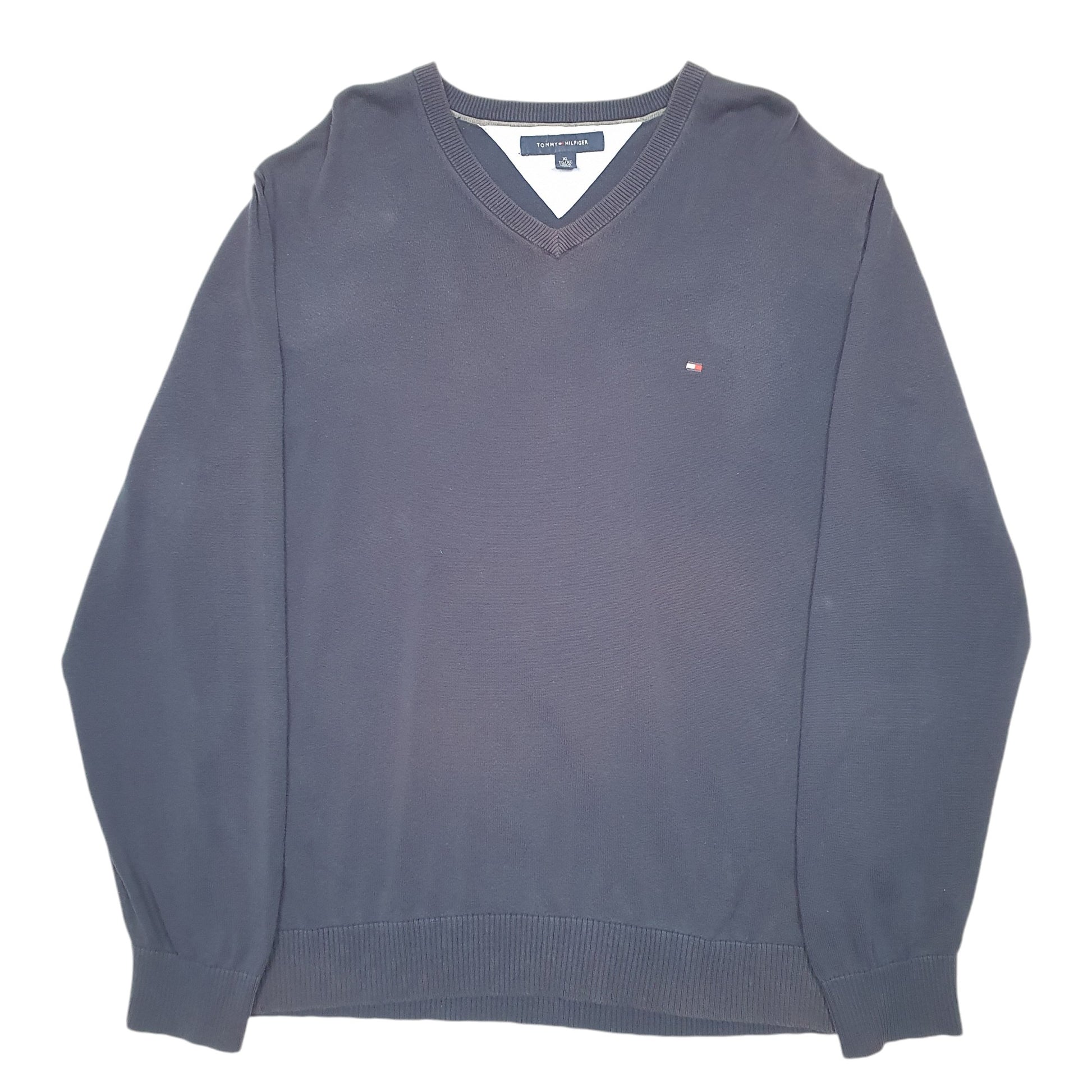 Mens Navy Tommy Hilfiger Knit V Neck Jumper