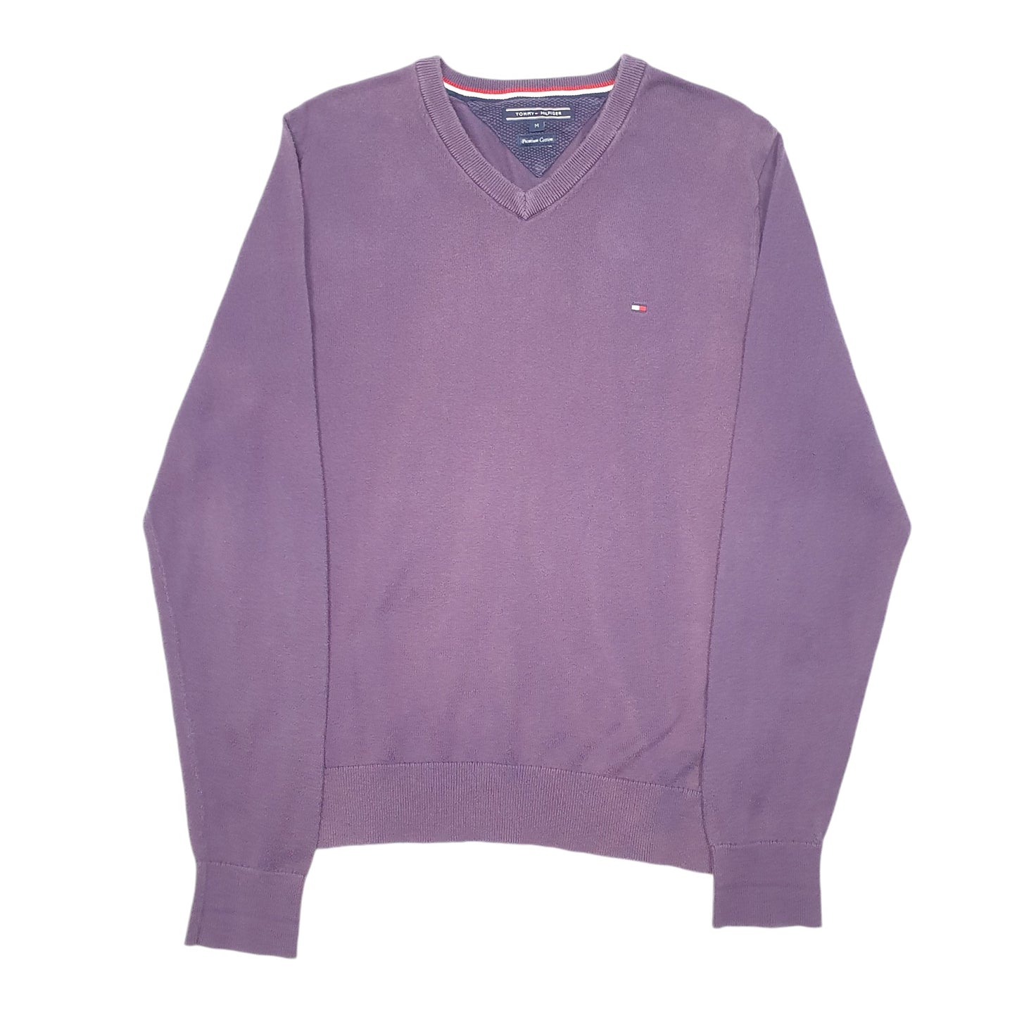 Mens Purple Tommy Hilfiger Knit V Neck Jumper