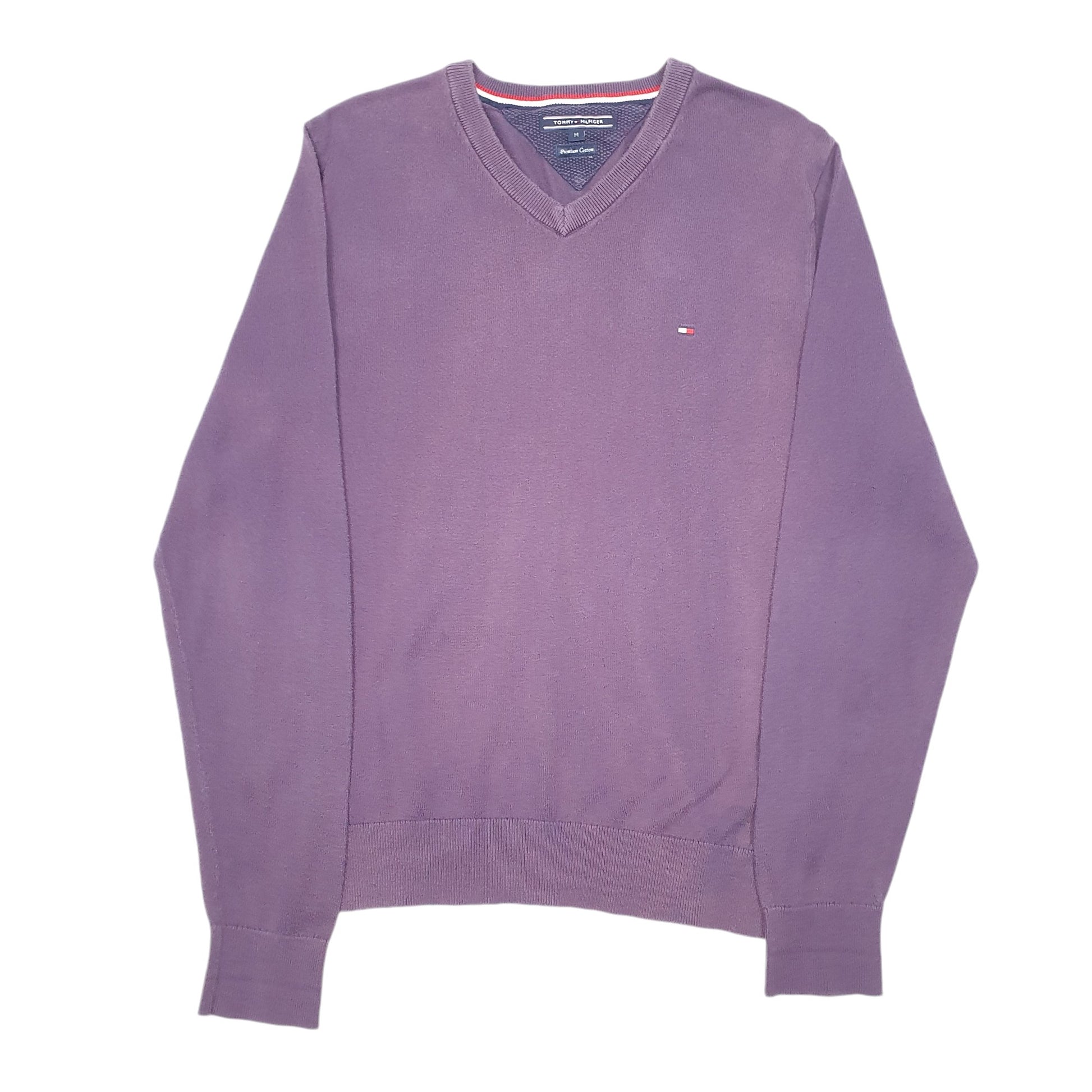 Mens Purple Tommy Hilfiger Knit V Neck Jumper