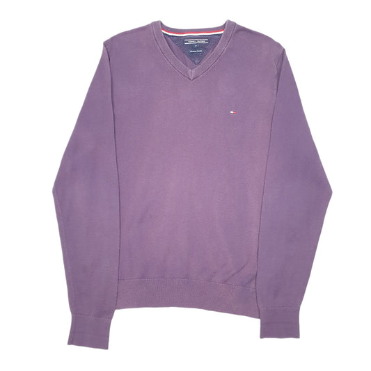 Mens Purple Tommy Hilfiger Knit V Neck Jumper