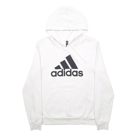 Womens White Adidas Spellout Hoodie Jumper