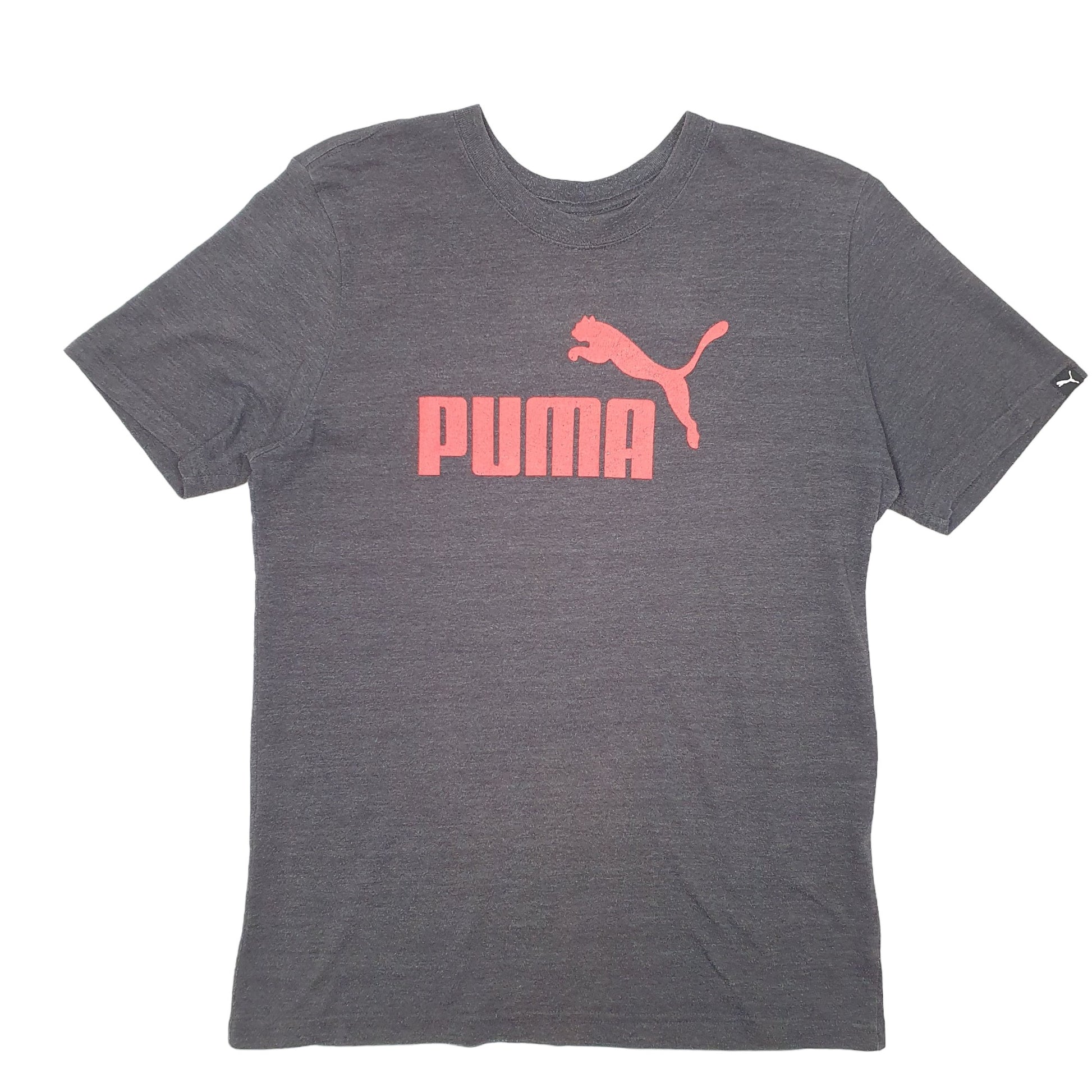 Mens Grey Puma Spellout Short Sleeve T Shirt