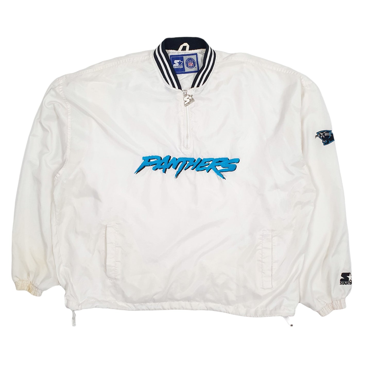 Mens White Starter NFL Carolina Panthers Pullover Vintage 90s  Coat