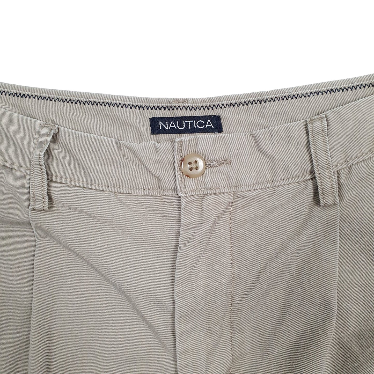 Mens Beige Nautica Double Pleated Chino Shorts