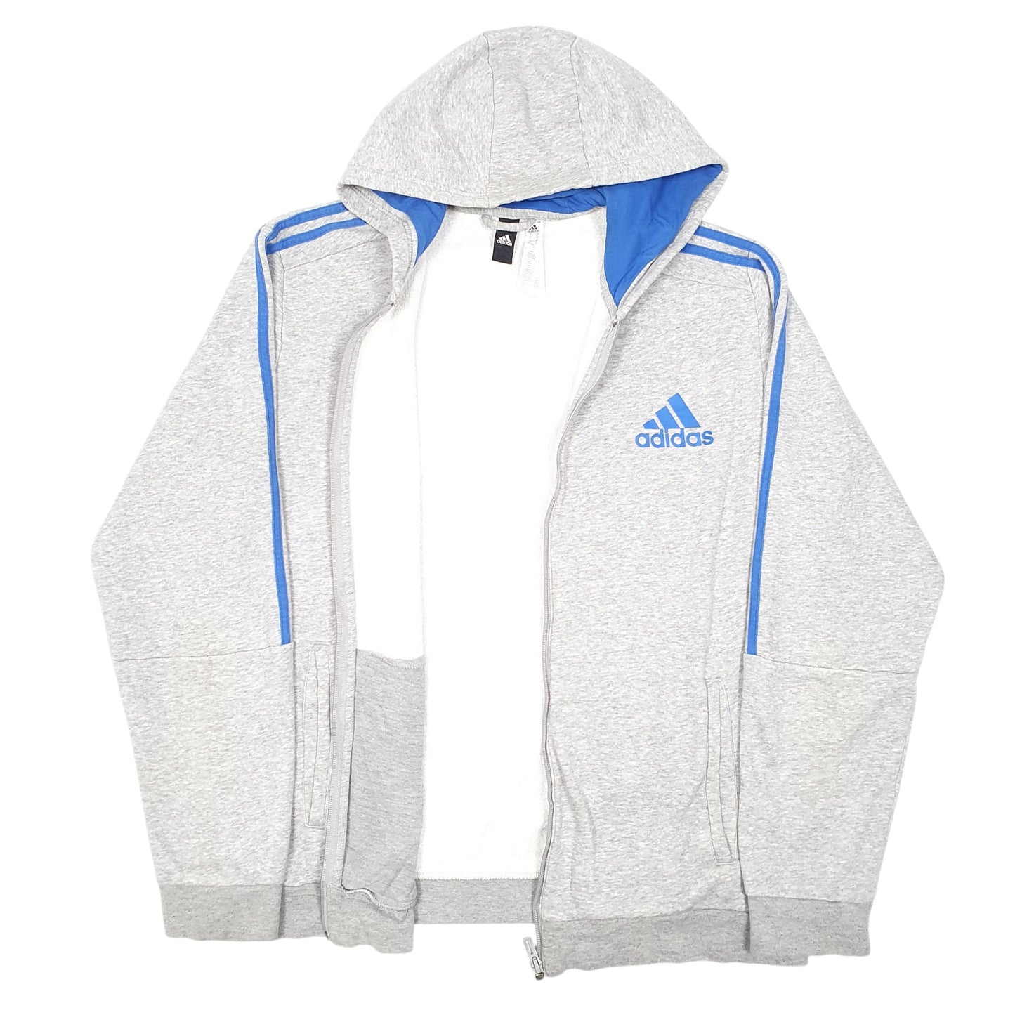 Mens Grey Adidas Hoodie Full Zip Jumper
