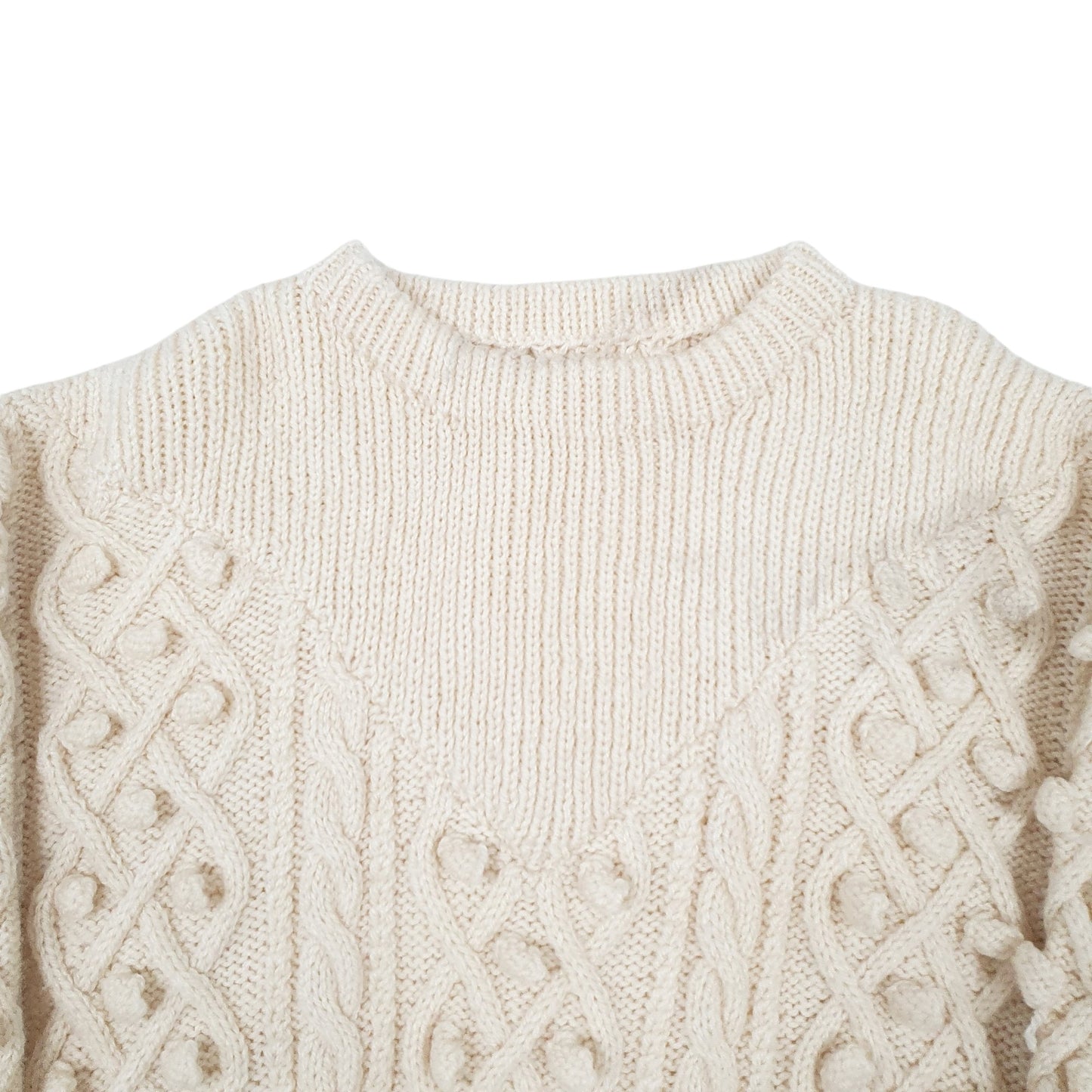 Mens Cream Unbranded Cable Knitwear Crewneck Jumper