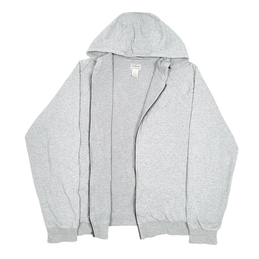 Mens Grey L.L.Bean Hoodie Quilted Thermal Waffle Lined Tall Full Zip Jumper