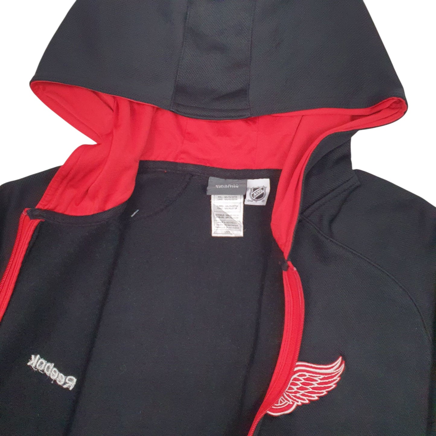 Mens Black Reebok NHL Detriot Red Wings Full Zip Jumper