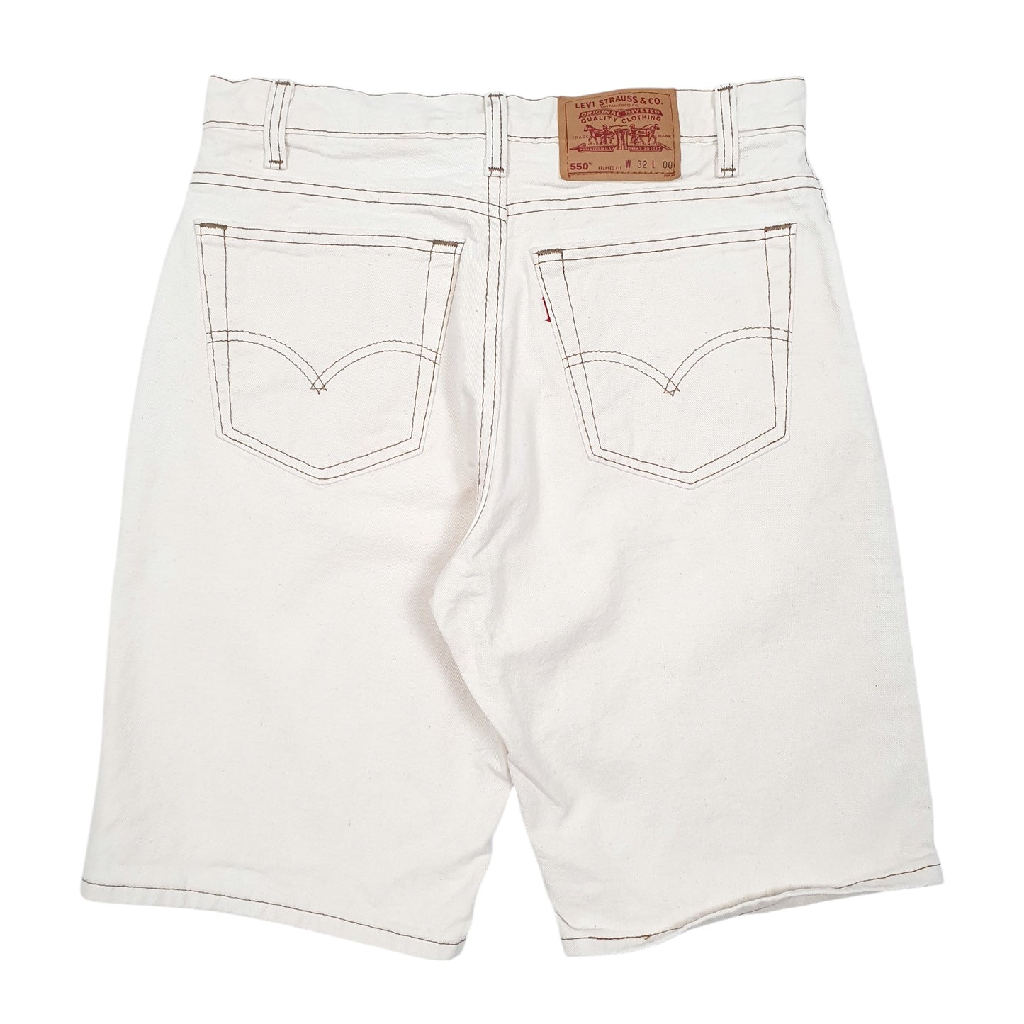 Mens Cream Levis Vintage 550 Relaxed Made In USA Jorts Denim Shorts