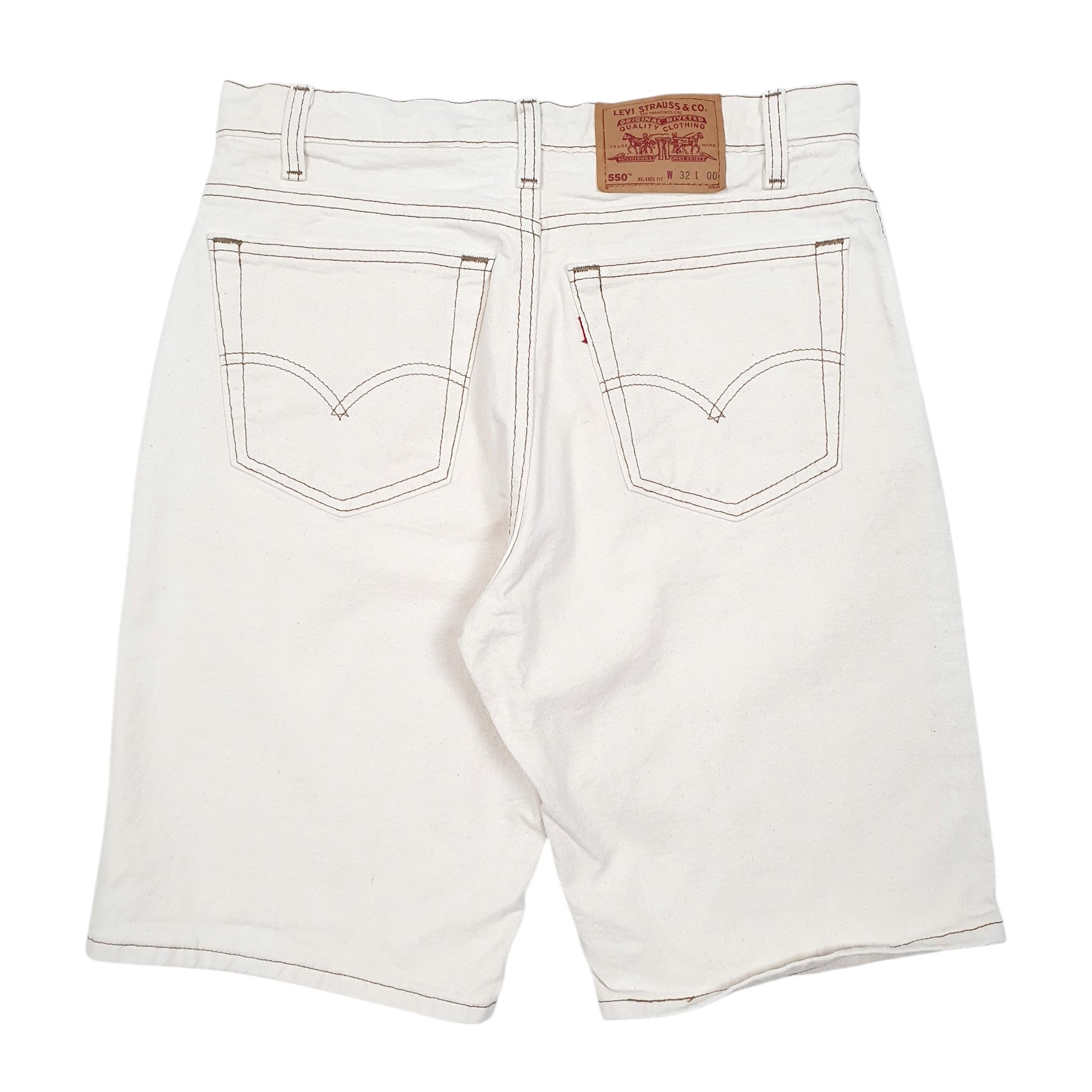 Mens Cream Levis Vintage 550 Relaxed Made In USA Jorts Denim Shorts