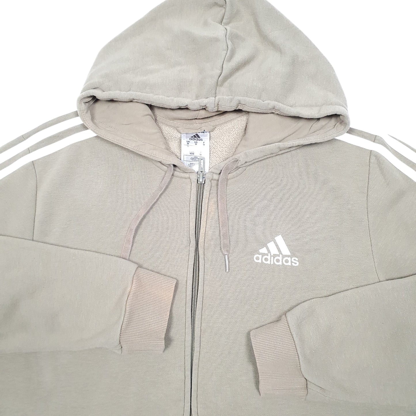 Mens Khaki Adidas Hoodie Full Zip Jumper