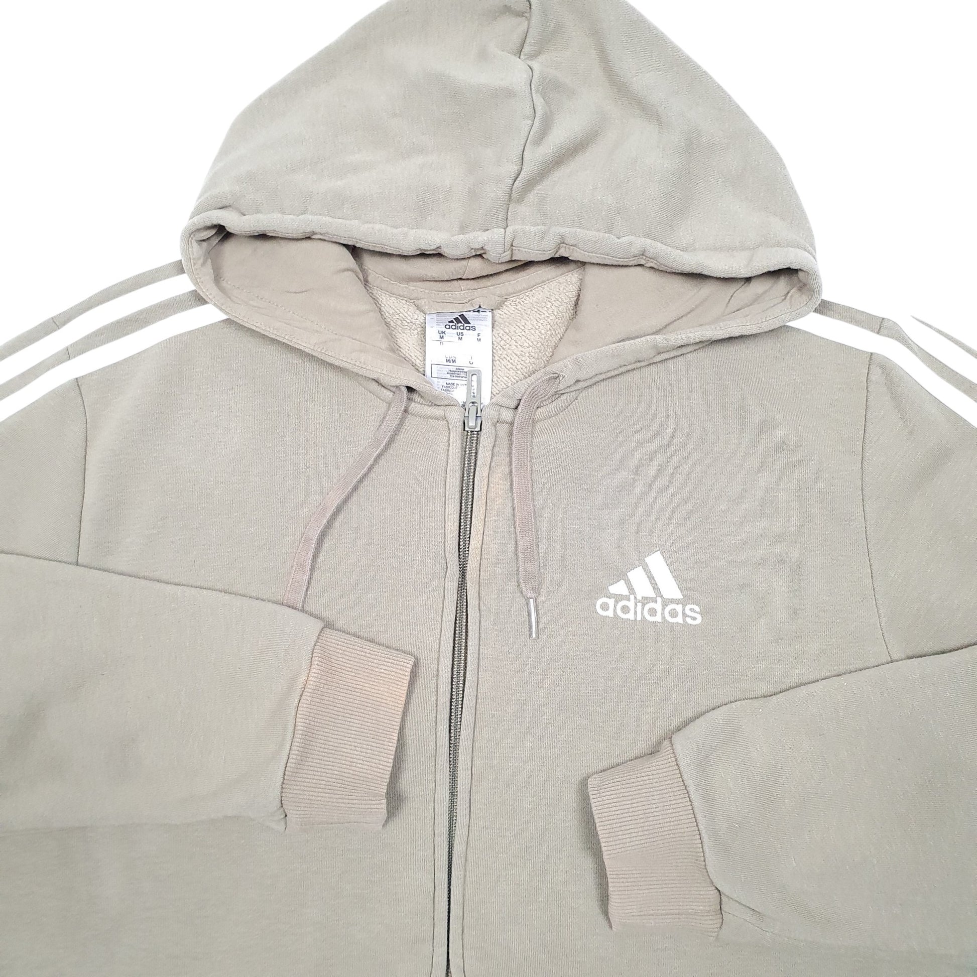 Mens Khaki Adidas Hoodie Full Zip Jumper
