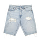 Mens Blue Levis Denim Jeans Jorts 511 Slim Cut Offs Distressed Denim Shorts