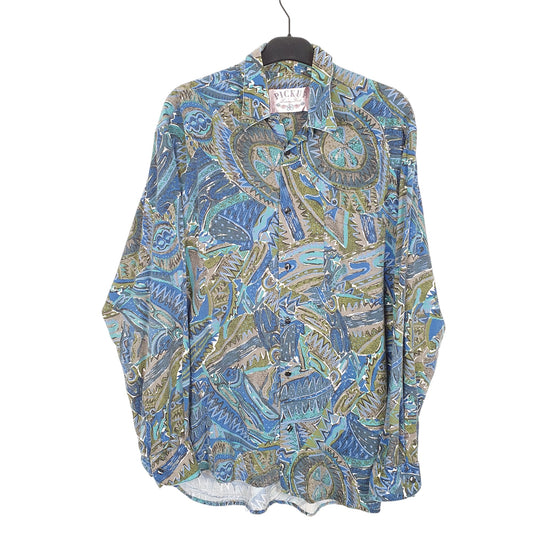 Mens Blue Pick Up Retro 90s Print Vintage Long Sleeve Shirt