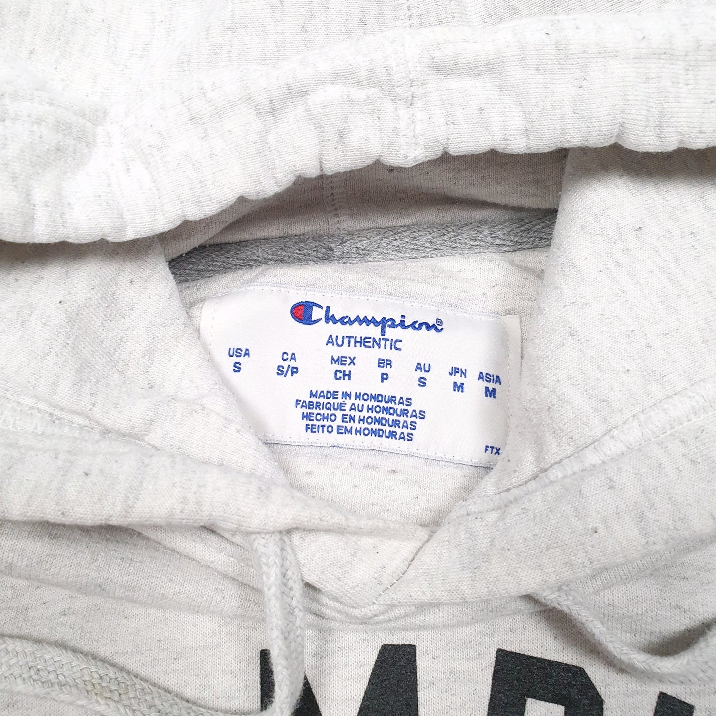 Mens Grey Champion Spellout Hoodie Jumper