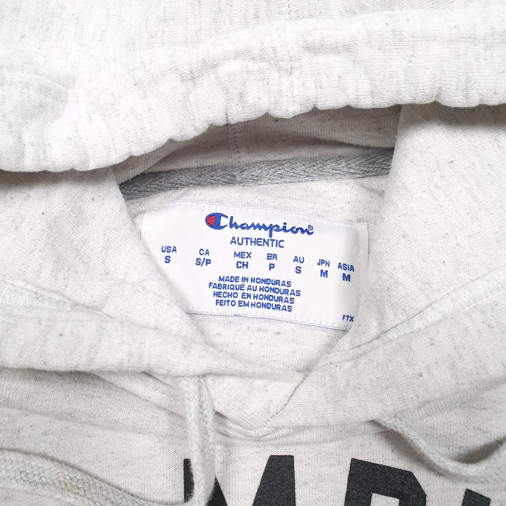 Mens Grey Champion Spellout Hoodie Jumper