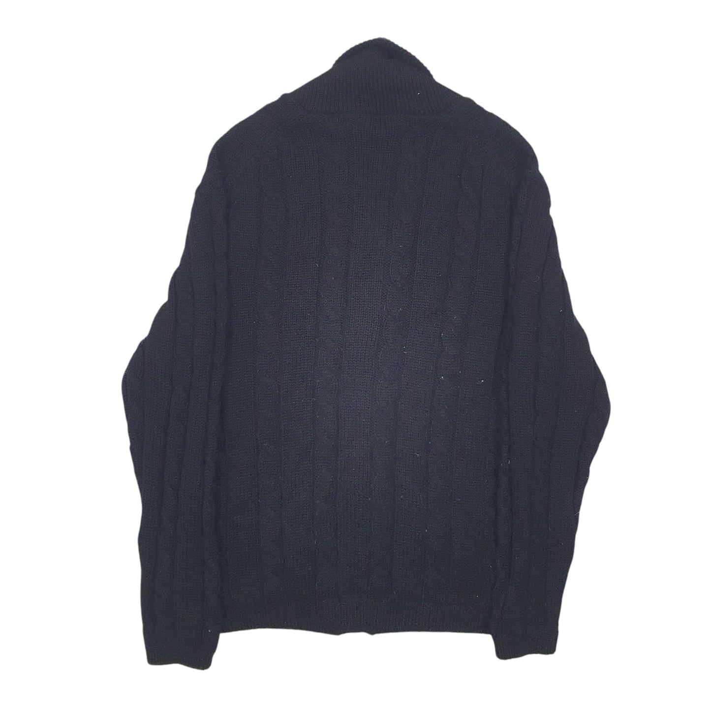 Mens Black Alan Michaels Vintage Cable Knit Knitwear Cardigan Jumper