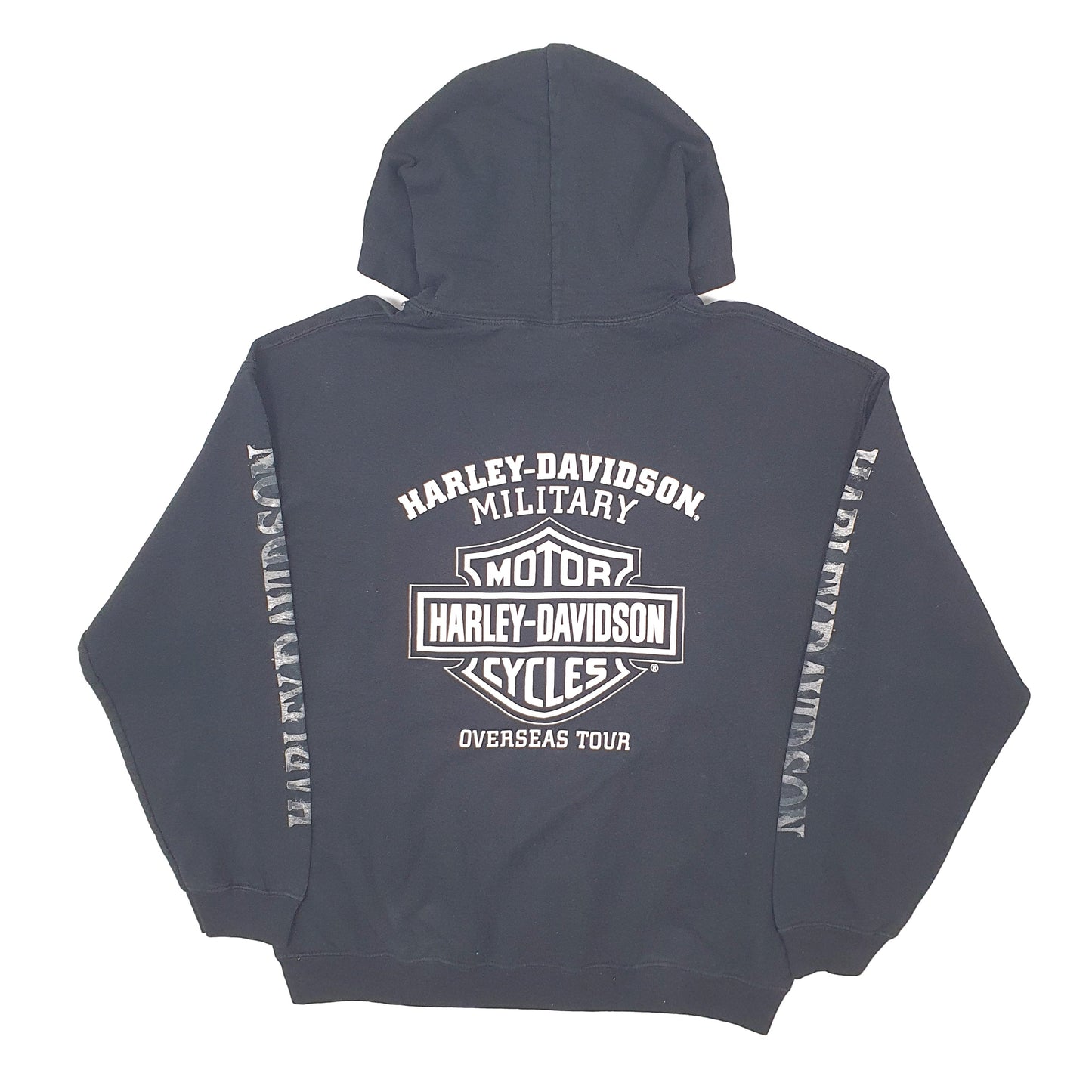 Mens Black Harley Davidson Military Hoodie Jumper