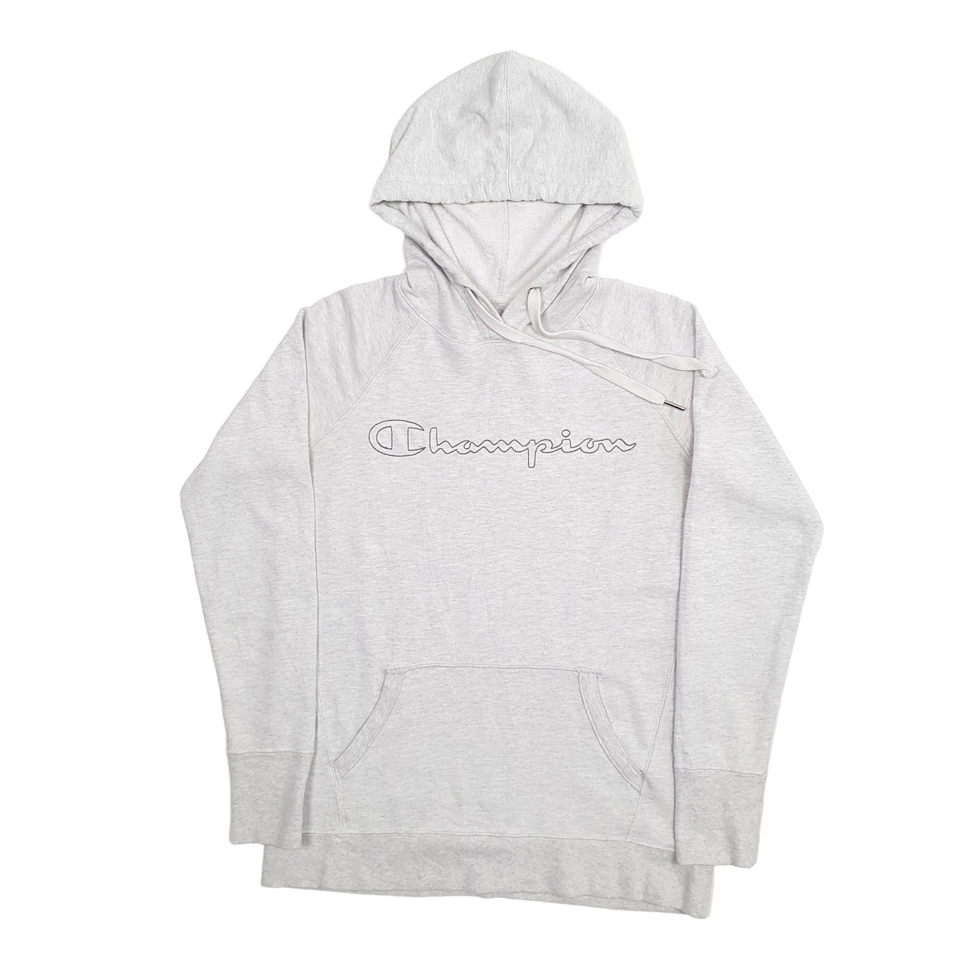 Mens Grey Champion Spellout Hoodie Jumper