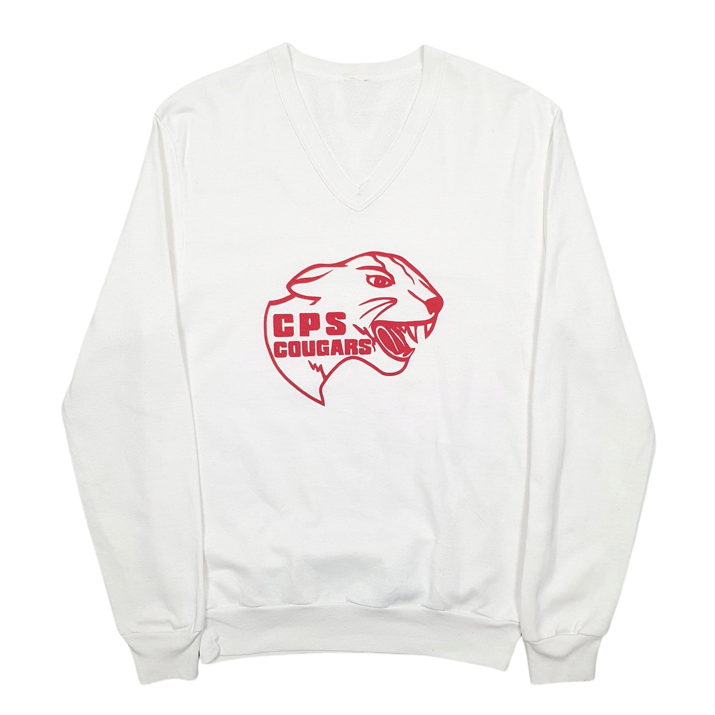 Mens White Unbranded CPS Cougars Spellout Crewneck Jumper