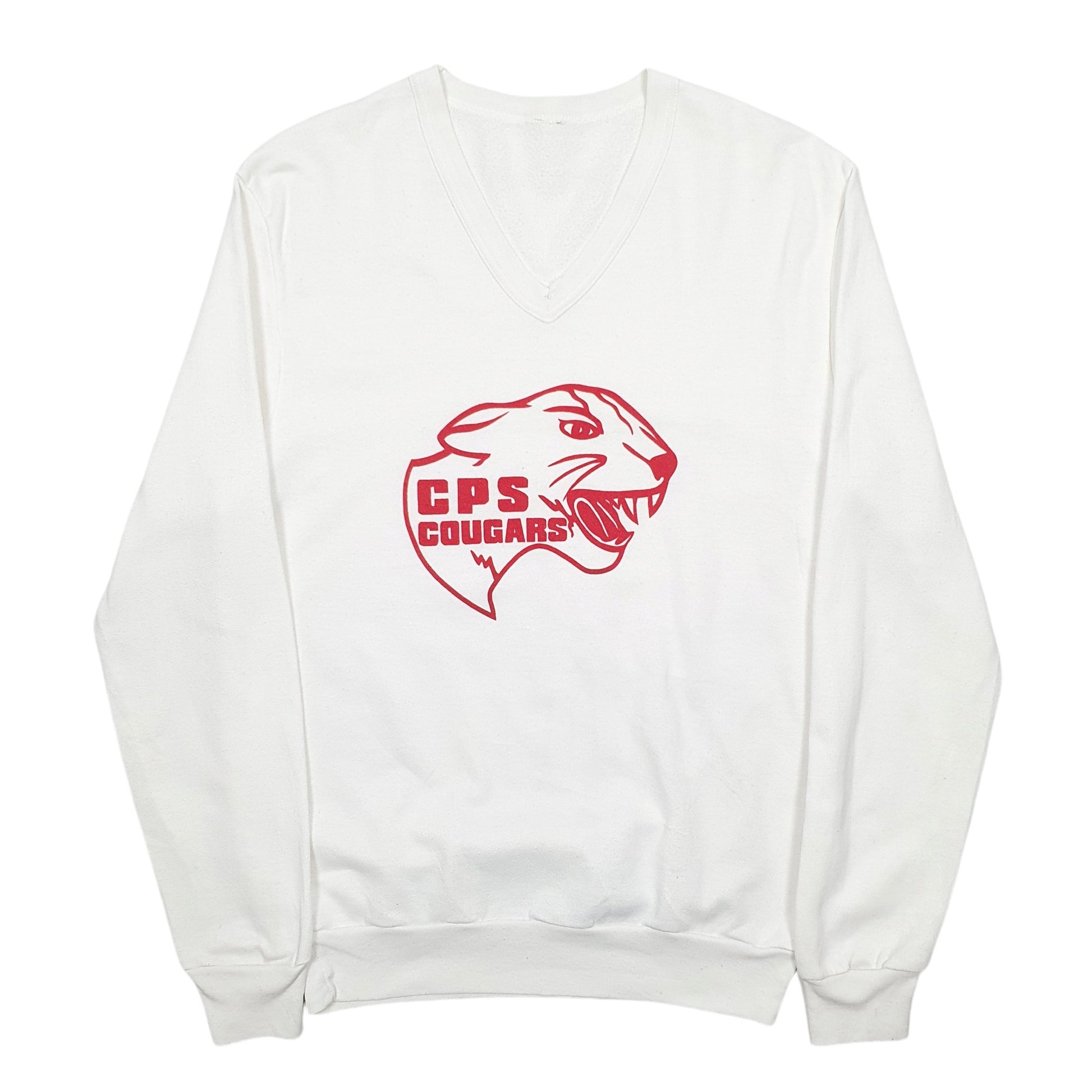 Mens White Unbranded CPS Cougars Spellout Crewneck Jumper