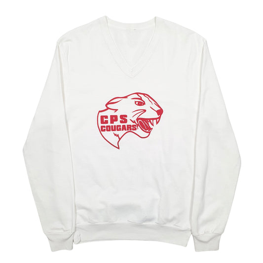 Mens White Unbranded CPS Cougars Spellout Crewneck Jumper