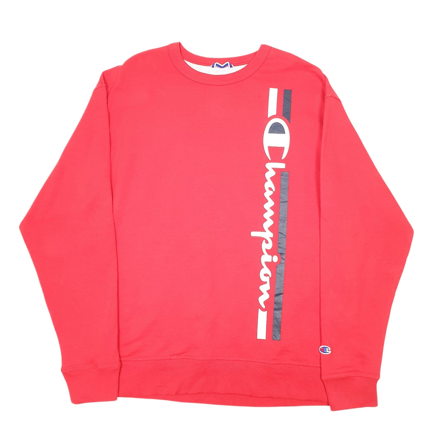 Mens Red Champion Script Crewneck Jumper