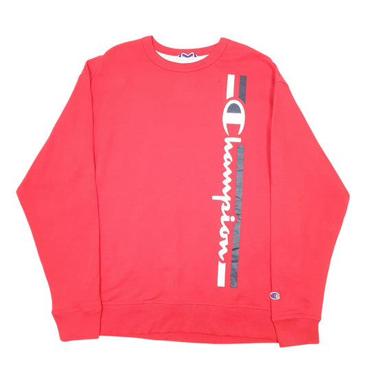 Mens Red Champion Script Crewneck Jumper