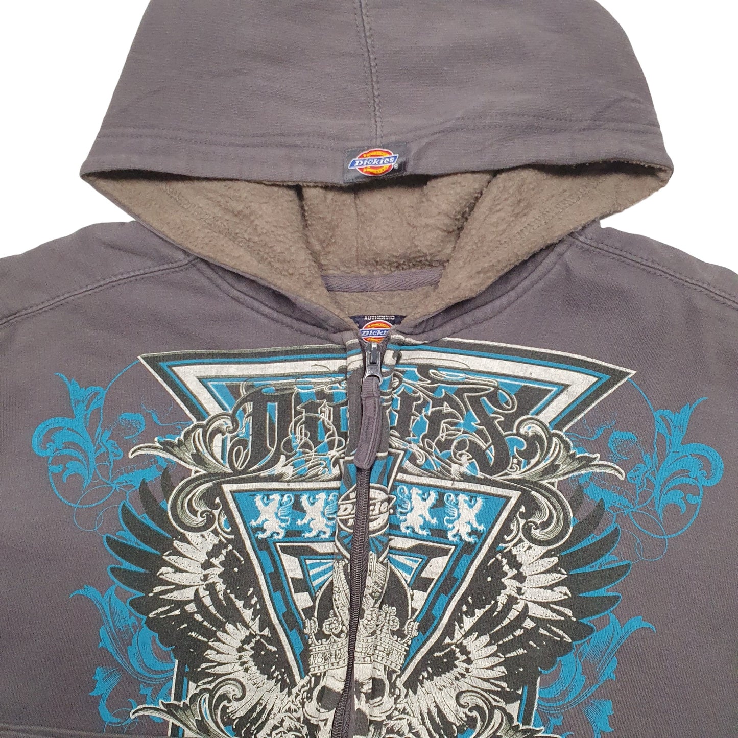 Mens Grey Dickies Spellout Full Zip Jumper