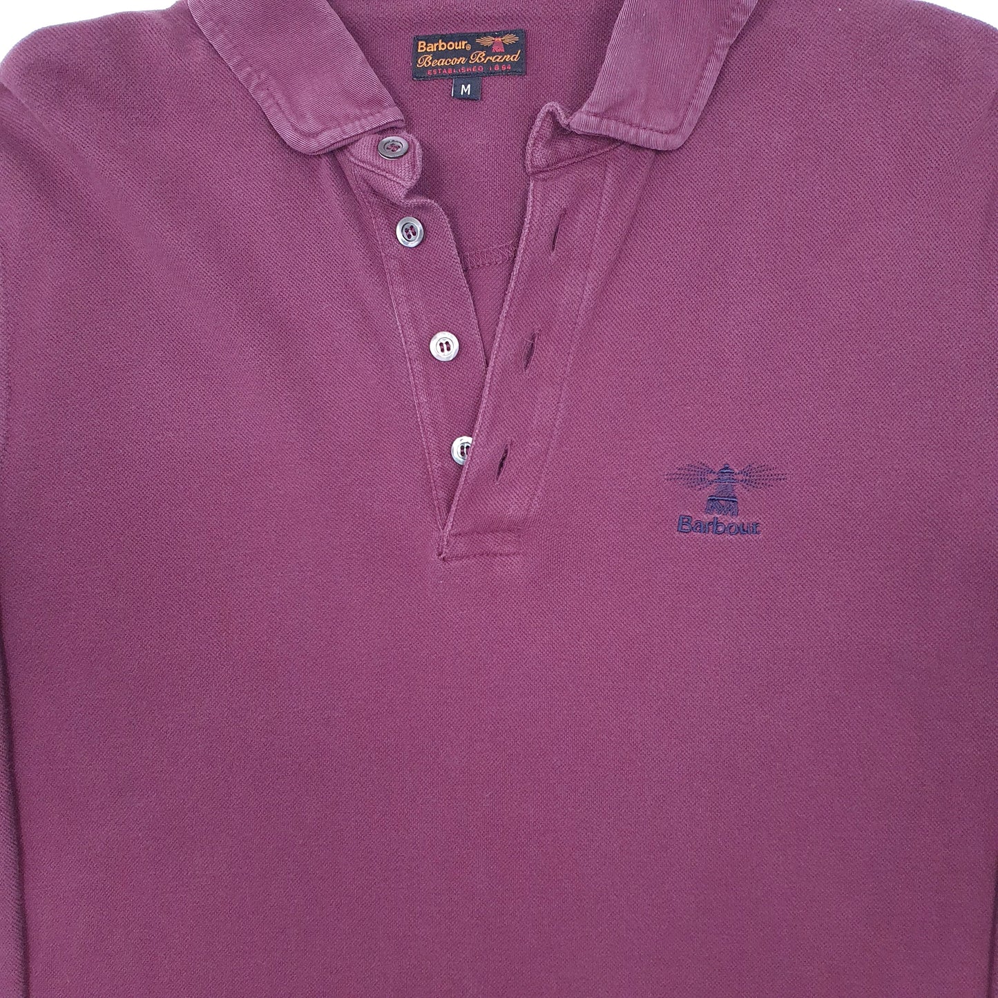Mens Burgundy Barbour  Long Sleeve Polo Shirt