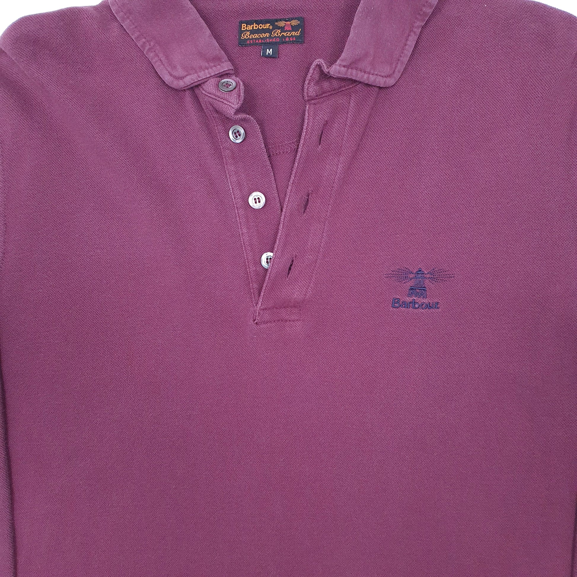 Mens Burgundy Barbour  Long Sleeve Polo Shirt
