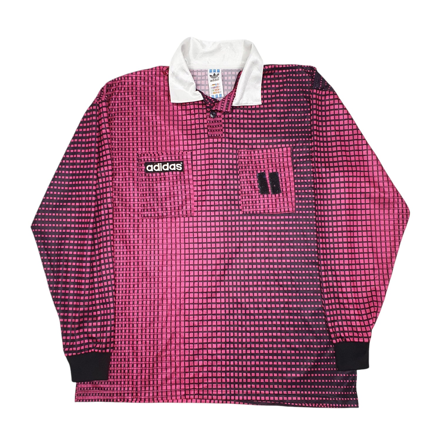 Mens Pink Adidas Vintage 90s Football Jersey Retro Long Sleeve T Shirt