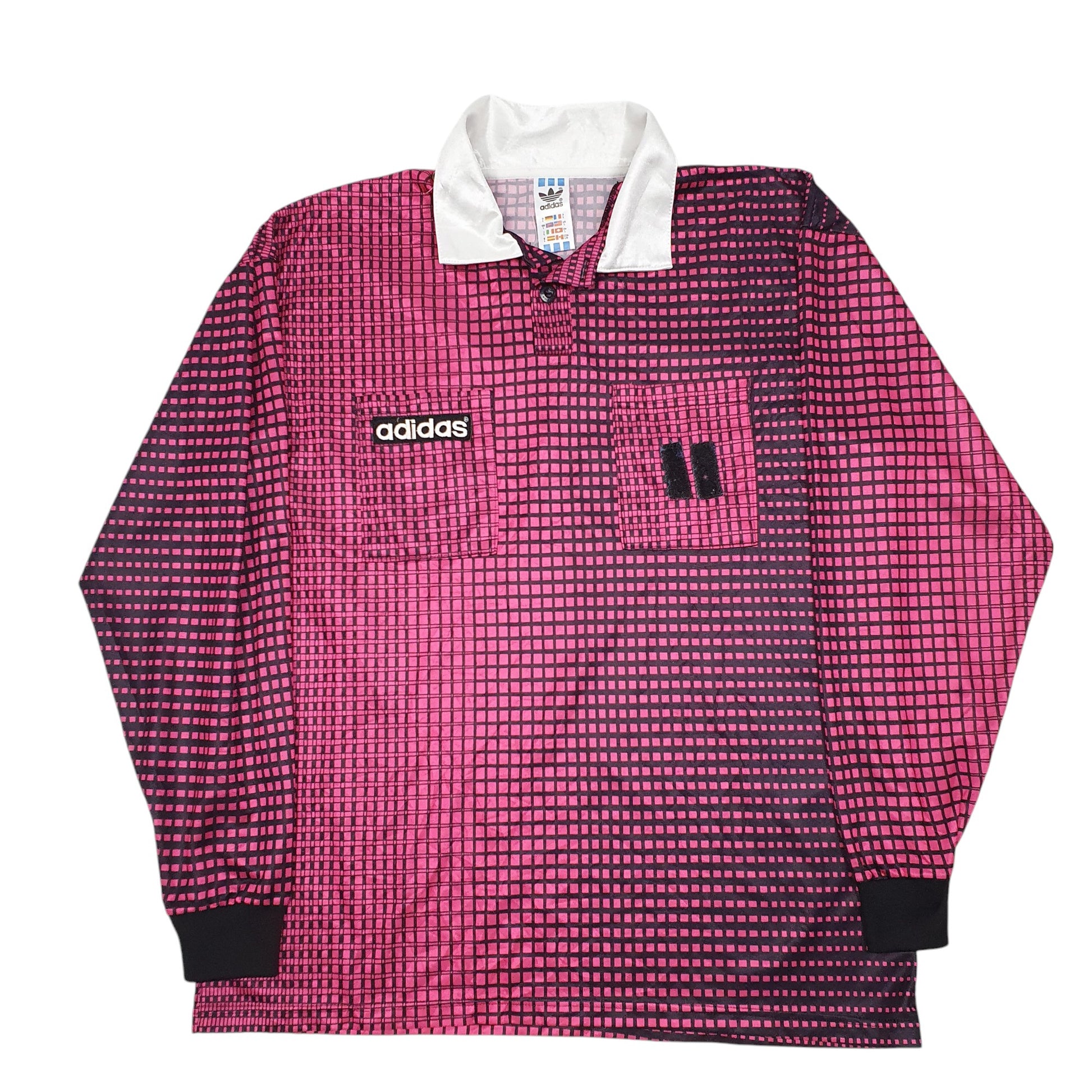 Mens Pink Adidas Vintage 90s Football Jersey Retro Long Sleeve T Shirt