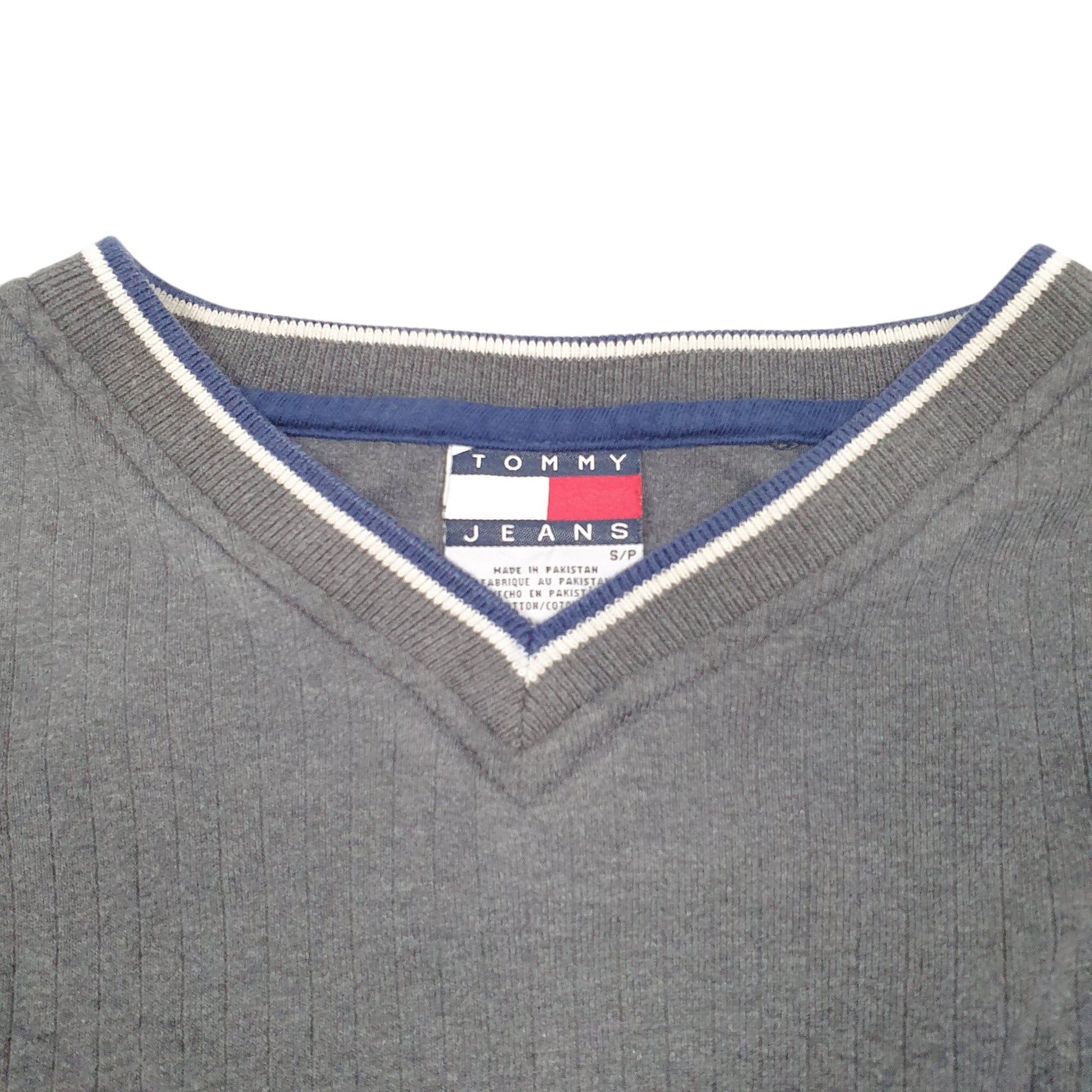 Mens Grey Tommy Hilfiger Knit V Neck Jumper