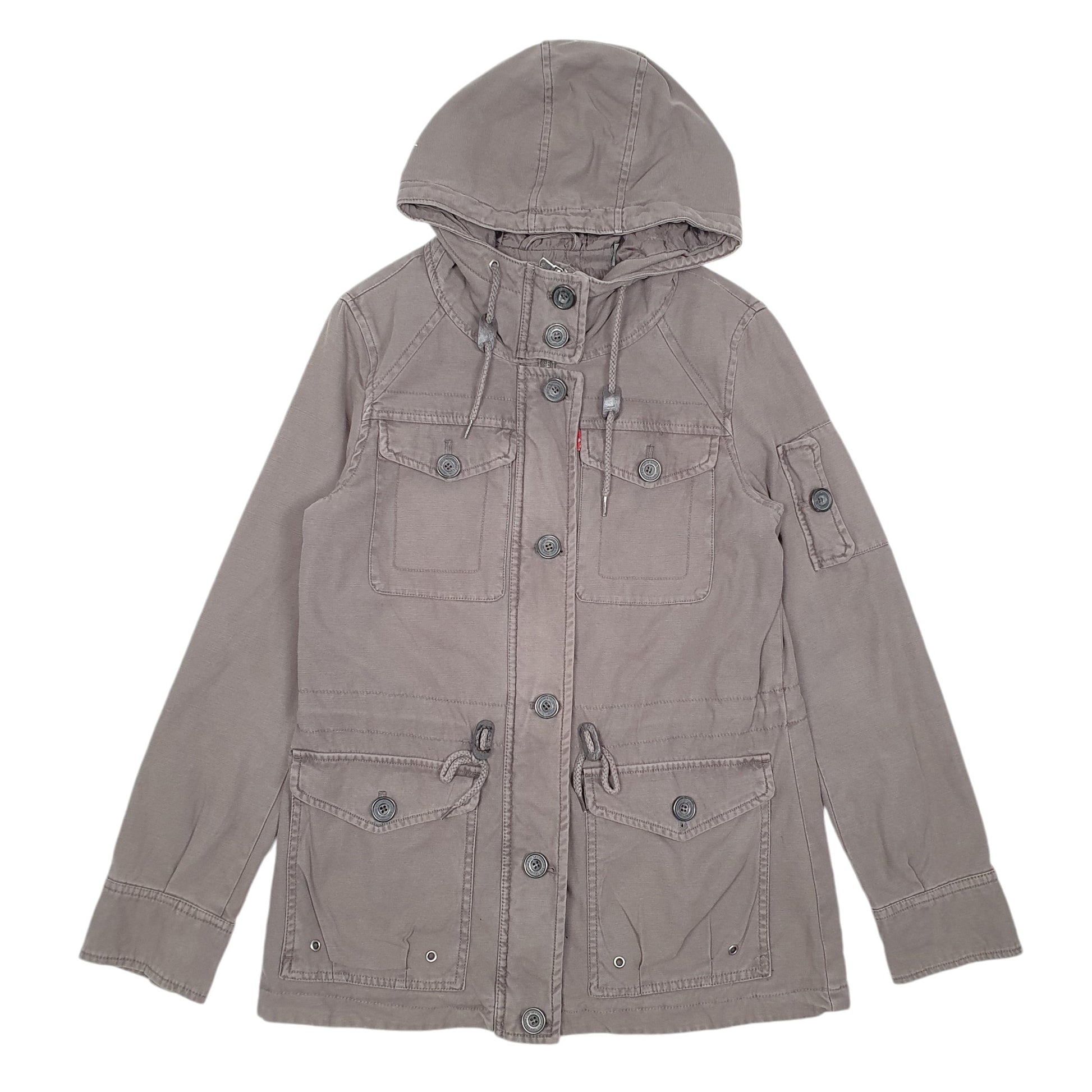 Womens Grey Levis Military Style Hooded  Coat