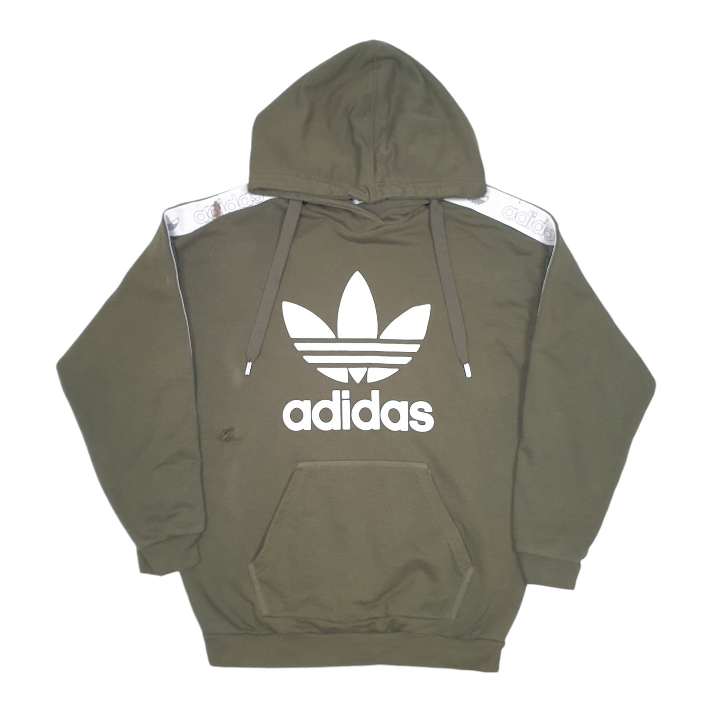 Mens Khaki Adidas Spellout OG Logo Hoodie Jumper