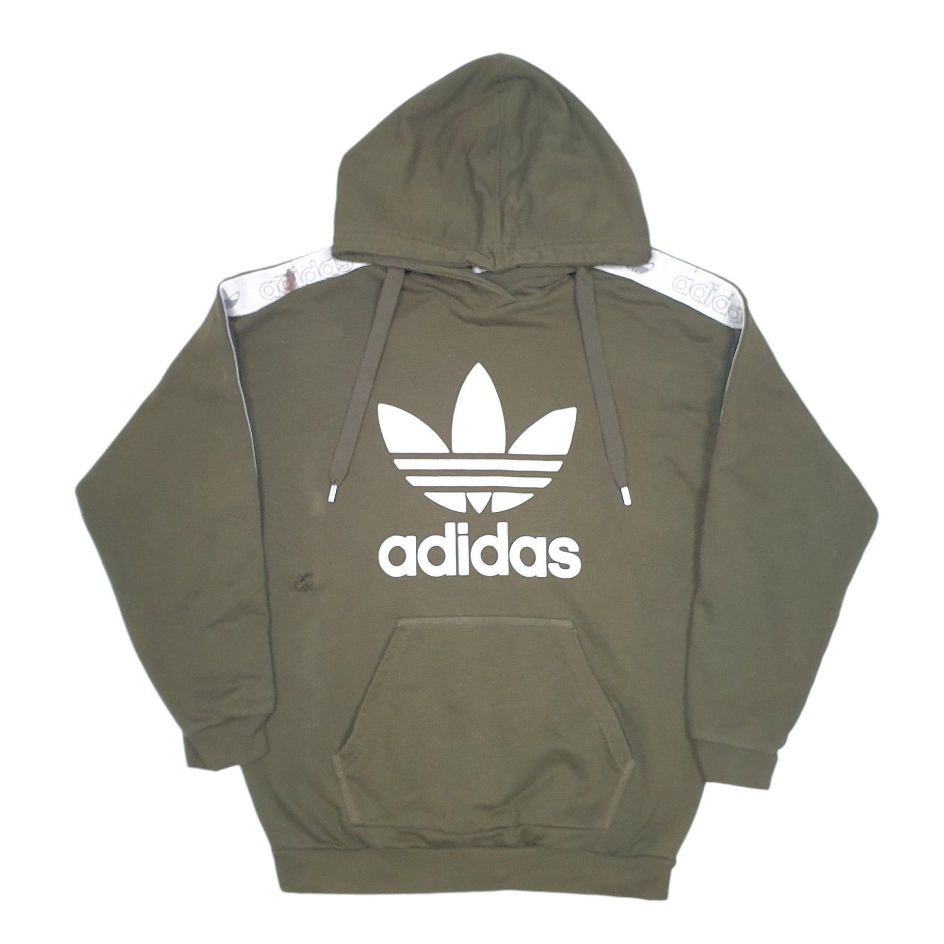 Mens Khaki Adidas Spellout OG Logo Hoodie Jumper