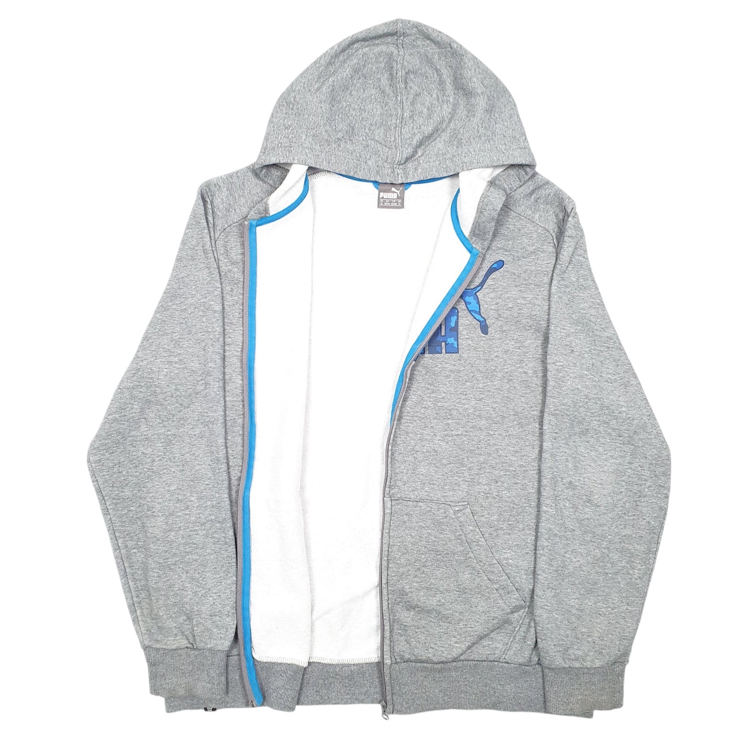 Mens Grey Puma Hoodie Full Zip Jumper