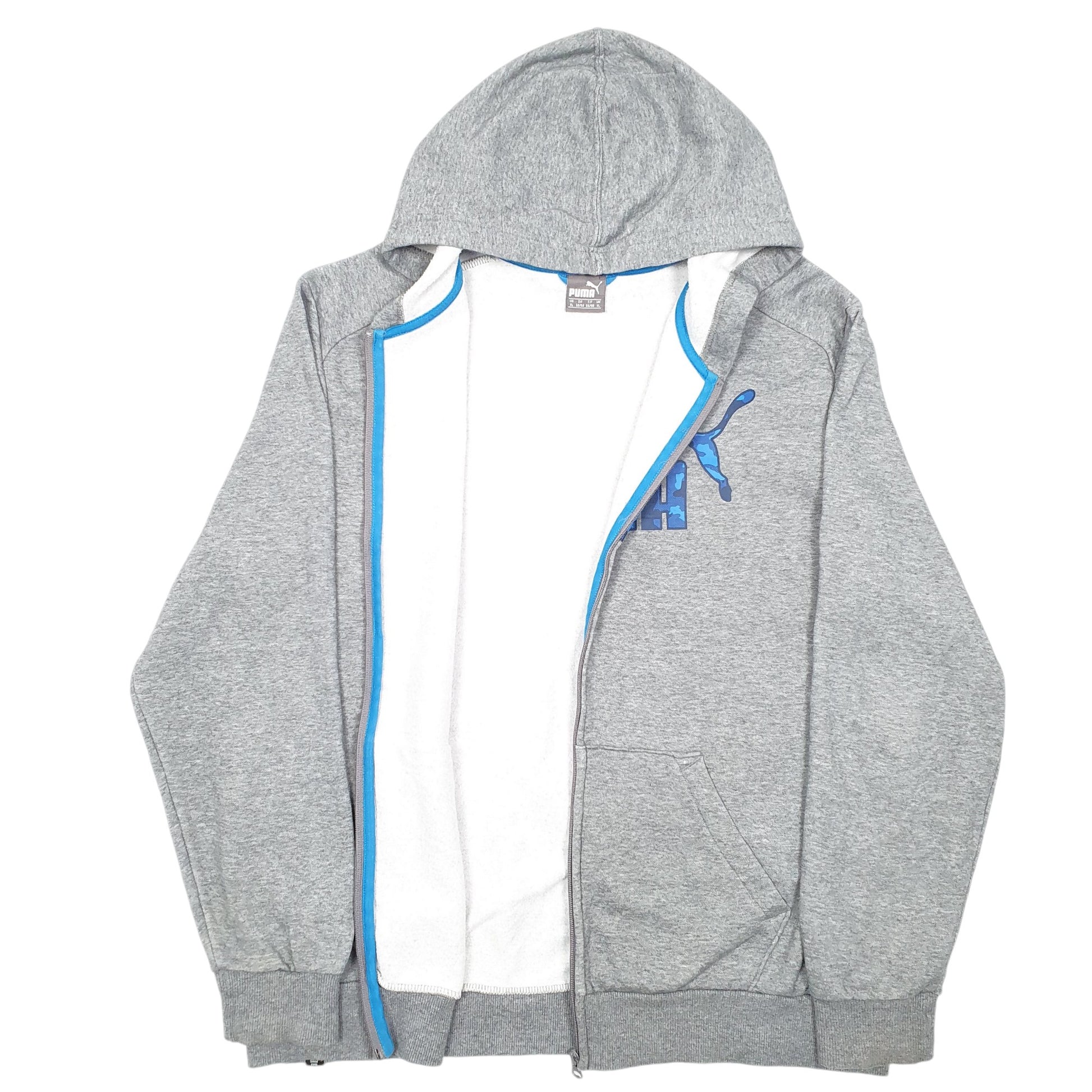 Mens Grey Puma Hoodie Full Zip Jumper