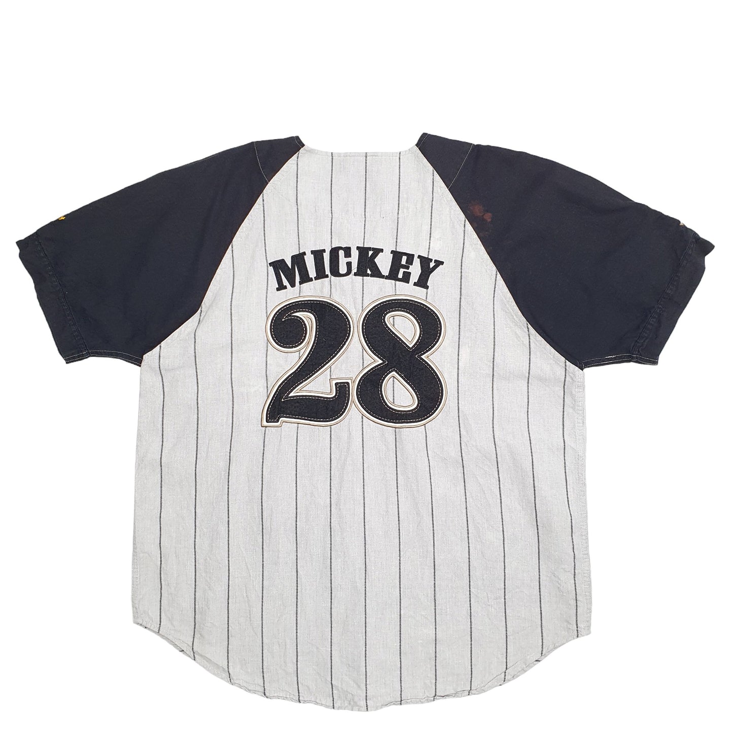 Mens Grey Disney Baseball Jersey Disney Mickey Mouse Short Sleeve T Shirt