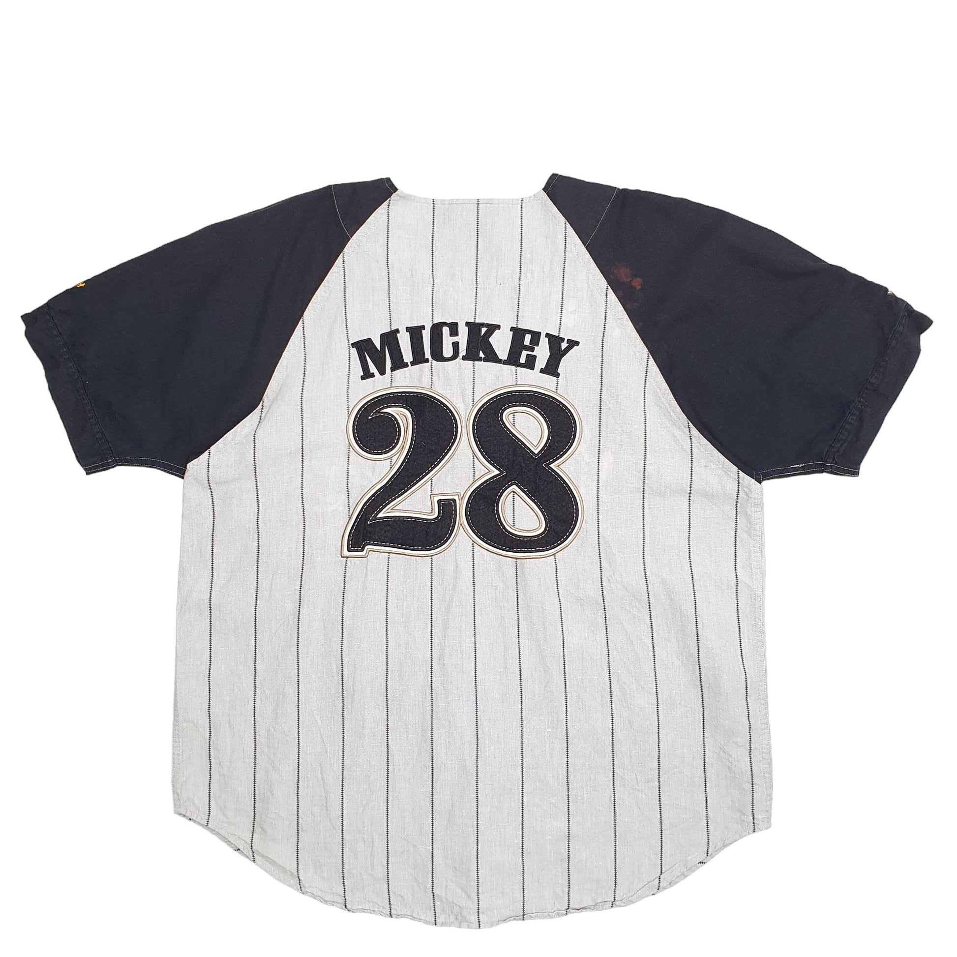 Mens Grey Disney Baseball Jersey Disney Mickey Mouse Short Sleeve T Shirt