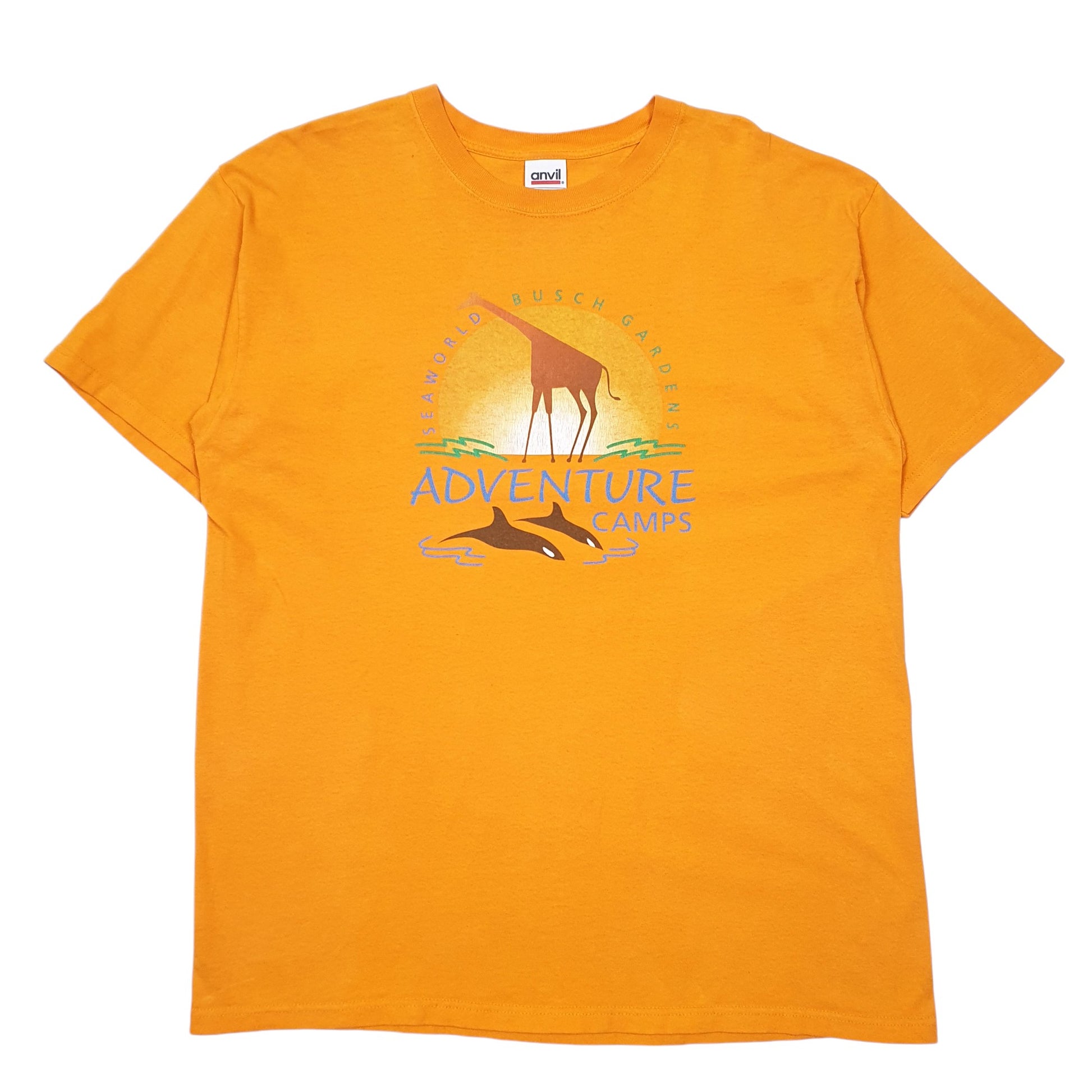 Mens Orange Anvil Vintage Seaworld Busch Gardens Short Sleeve T Shirt