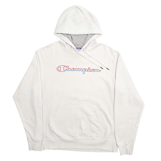 Mens Cream Champion Spellout Hoodie Jumper