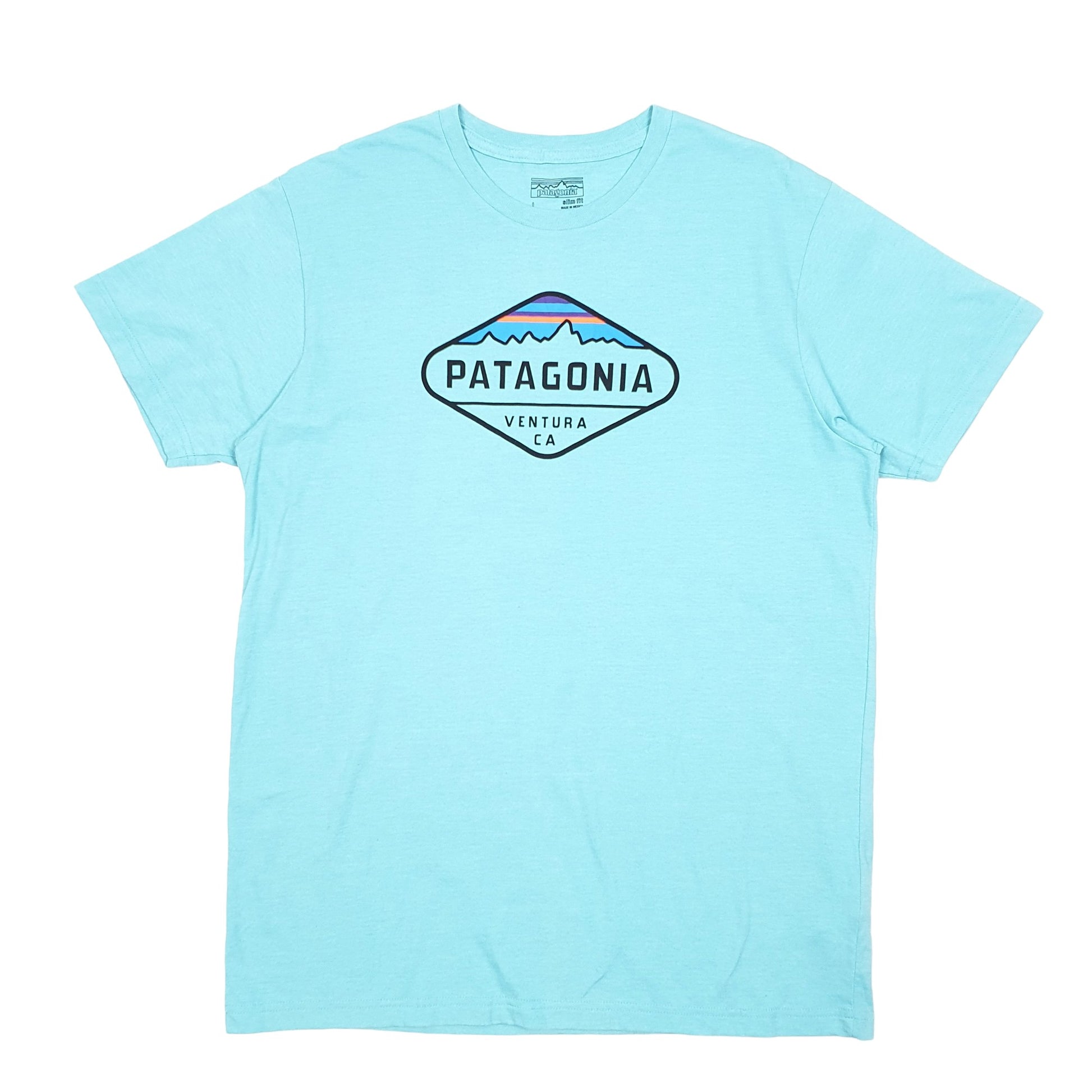 Mens Blue Patagonia Slim Fit Spellout Ventura CA Short Sleeve T Shirt