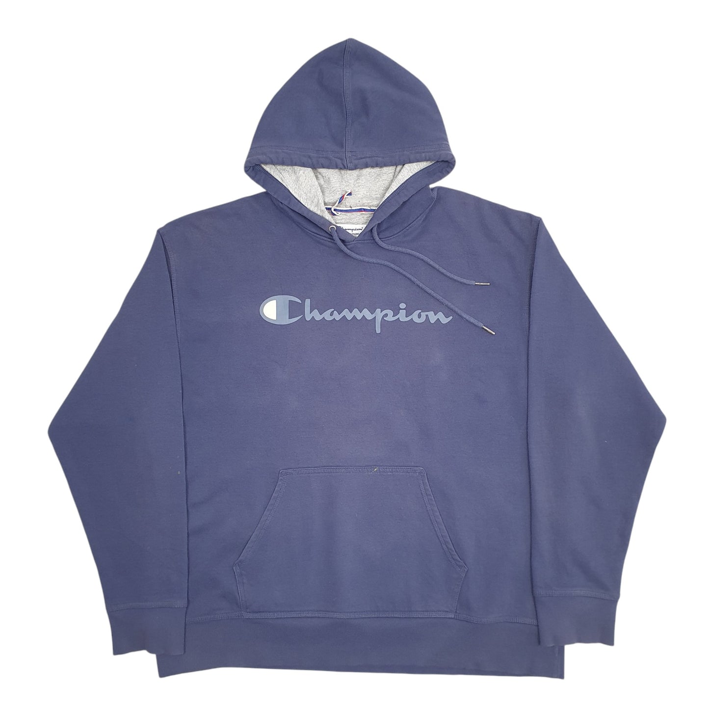 Mens Blue Champion Spellout Hoodie Jumper